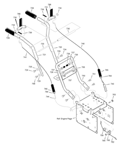 Handle Assembly Diagram and Parts List for 624555X110B-SN624 2006 Briggs and Stratton Snow Blower